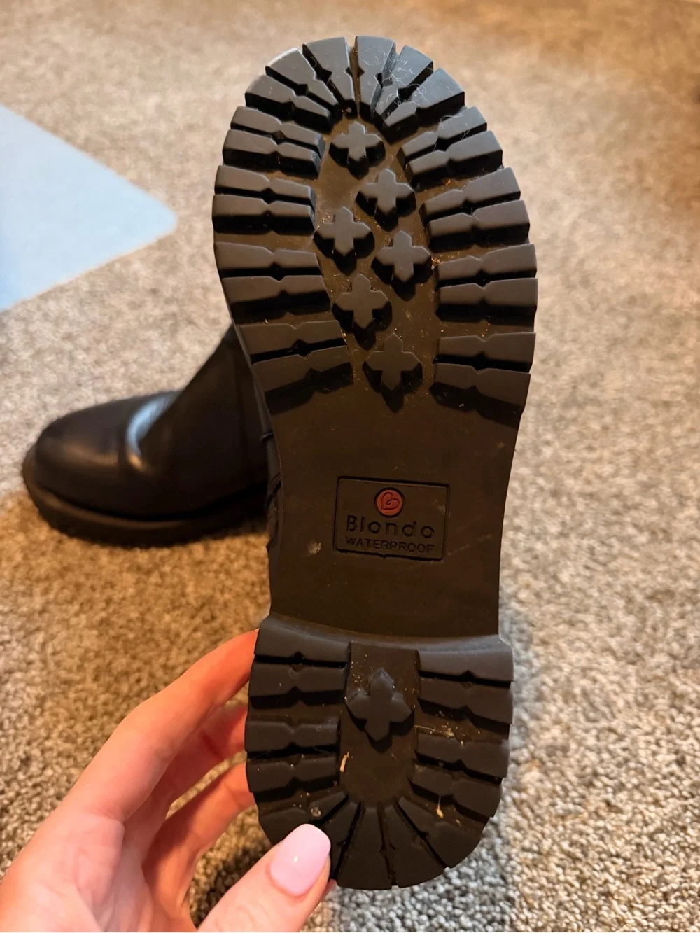 Women's Waterproof Black Buckle Ankle Boots